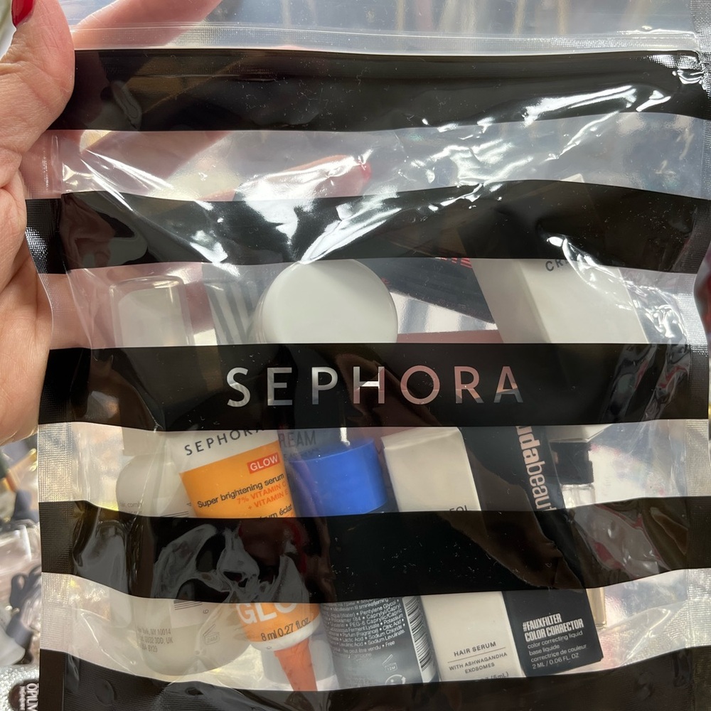 Sephora Black Striped Beauty Bag